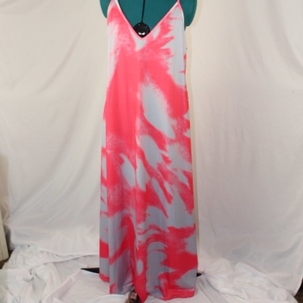 Unkown Designer- Hot pink and grey sleeveless maxi